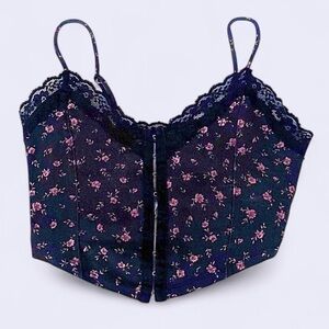 Navy blue/black floral corset top